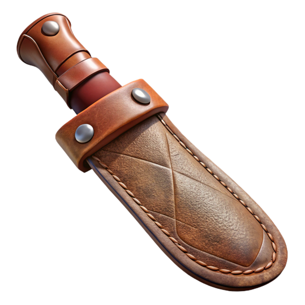 magnificent minimalist Survival Knife Sheath Made of Leather Transparent Background genuine png