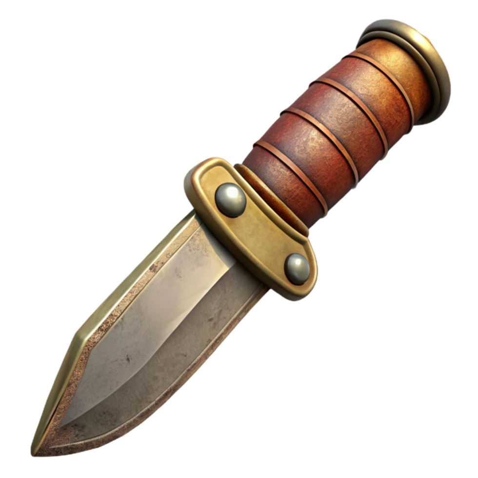 wonderful vintage Survival Knife with Leather Sheath Isolated detailed png