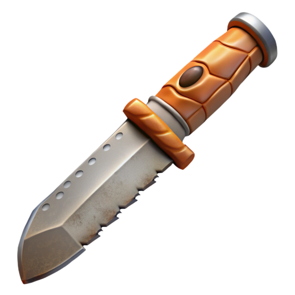 beautiful contemporary Survival Knife with Serrated Edge Cutout png