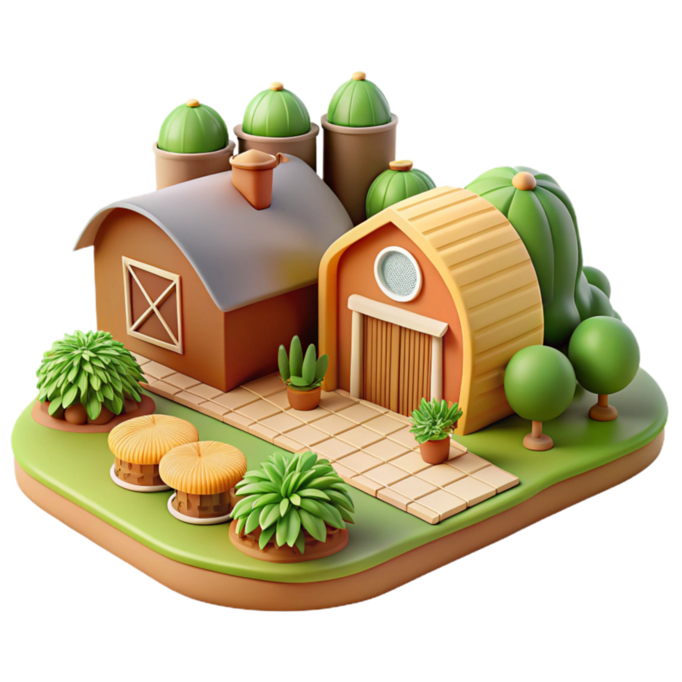 beautiful traditional Sustainable Agriculture Farm Scene Transparent Background png