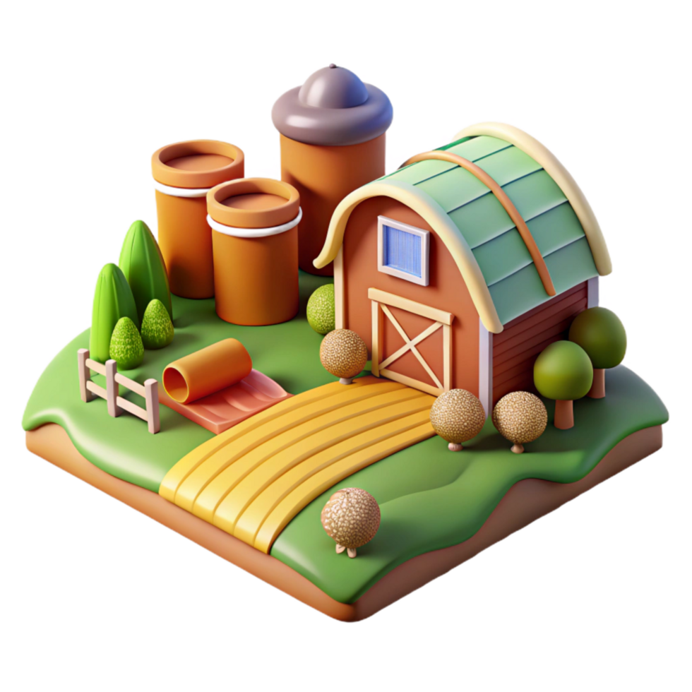 vibrant contemporary Sustainable Agriculture Farm Scene Transparent Background genuine png