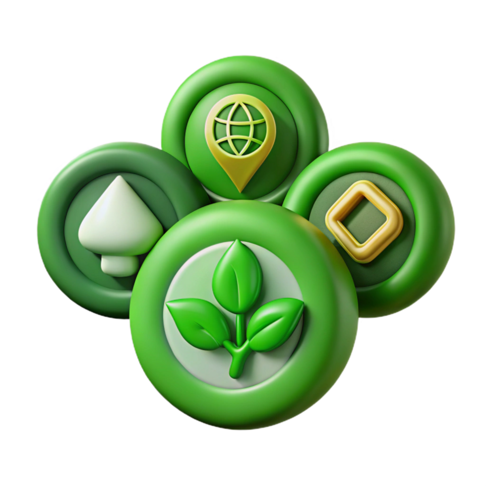 impressive abstract Sustainable Agriculture Icon Set Green Isolated detailed png