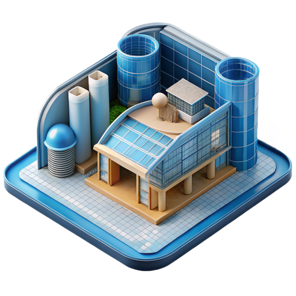 extraordinary modern Sustainable Architecture Blueprint Transparent Background authentic png