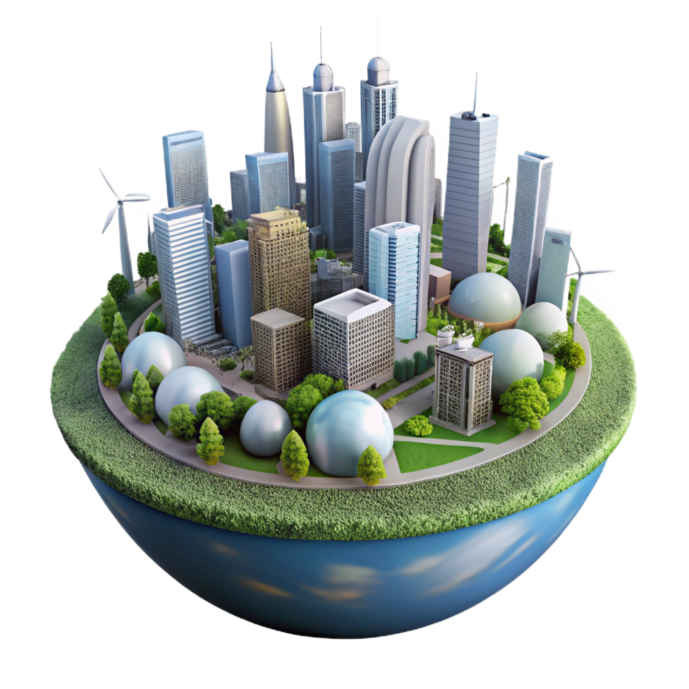 stunning traditional Sustainable Cityscape Panorama Isolated exclusive png