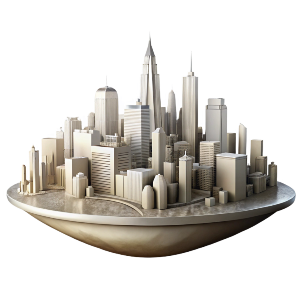 impressive artistic Sustainable City Skyline Silhouette Transparent Background high quality png