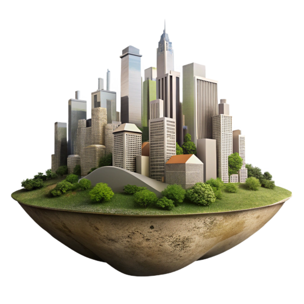 magnificent rustic Sustainable City Skyline Silhouette Transparent Background high resolution png