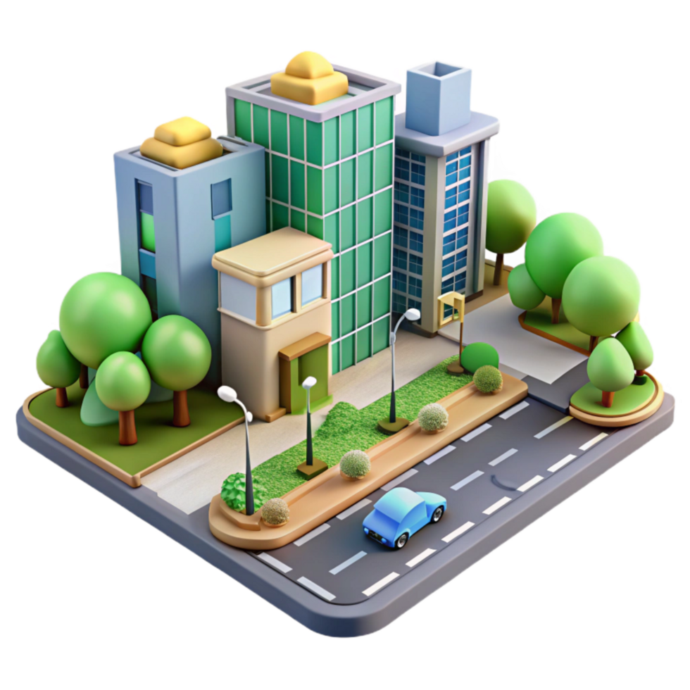 elegant contemporary Sustainable City Street Scene Transparent high resolution png