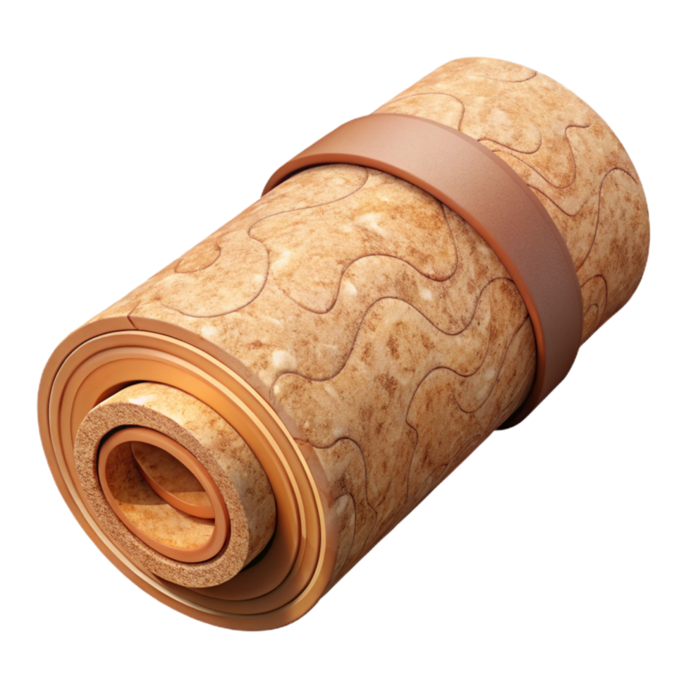 extraordinary modern Sustainable Cork Yoga Mat Rolled Up Isolated png
