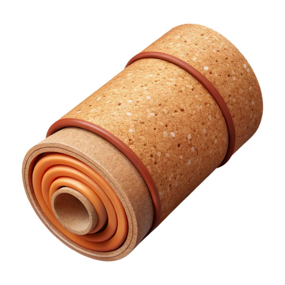 serene abstract Sustainable Cork Yoga Mat Rolled Up Isolated genuine png