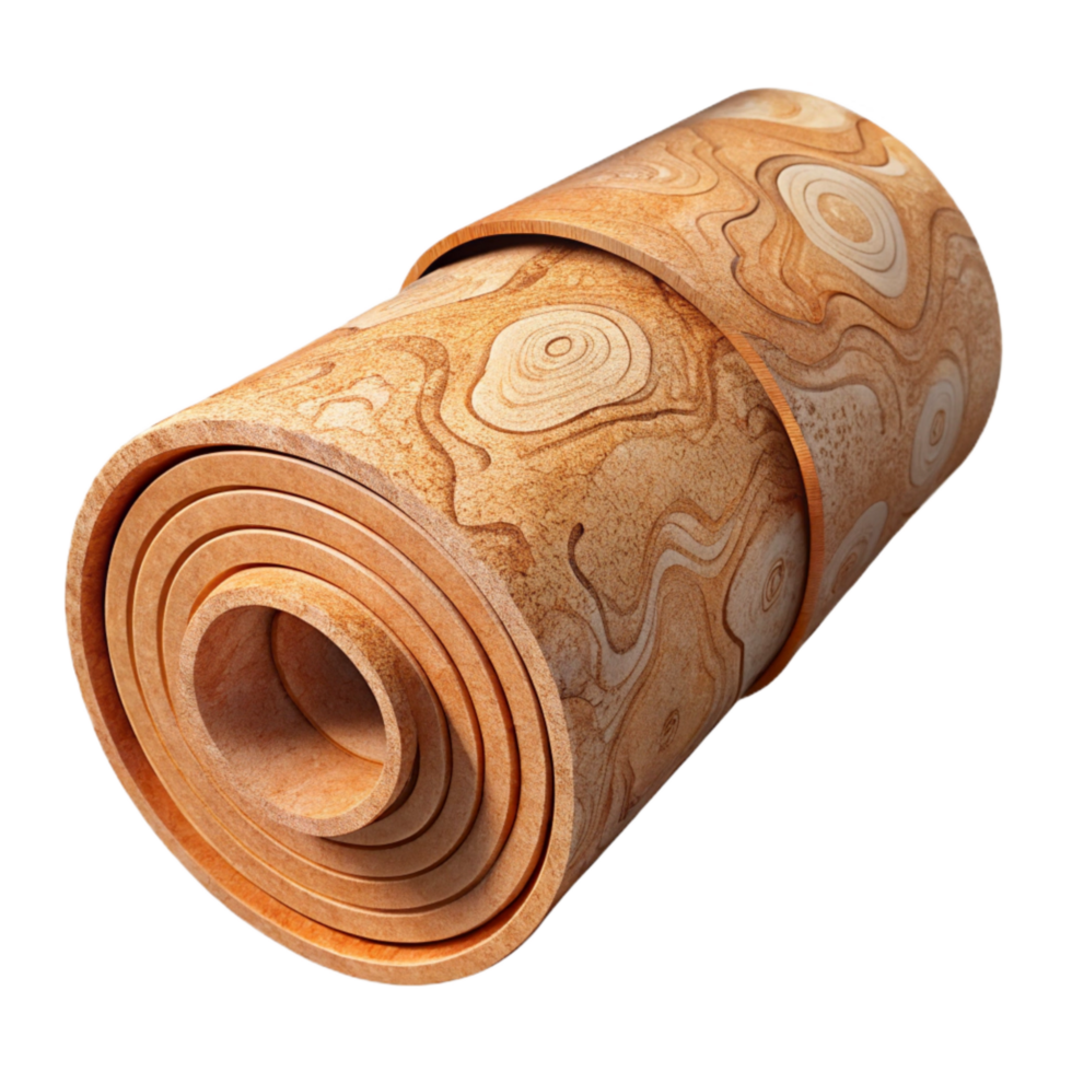 serene creative Sustainable Cork Yoga Mat Rolled Up Isolated high resolution png