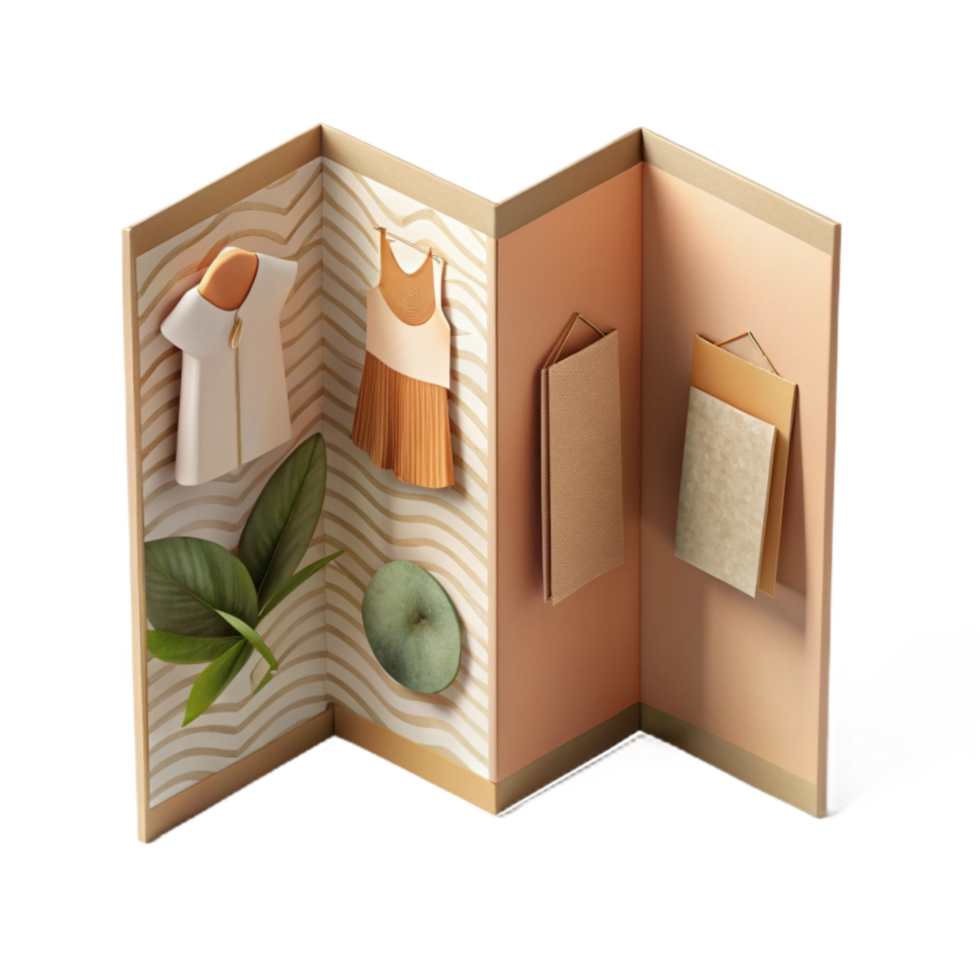serene modern Sustainable Fashion Brochure Mockup Open View Cutout original png