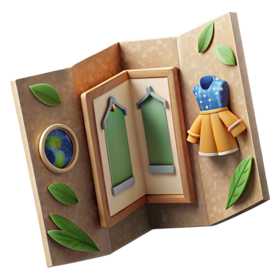 extraordinary contemporary Sustainable Fashion Brochure Mockup Open View Cutout original png