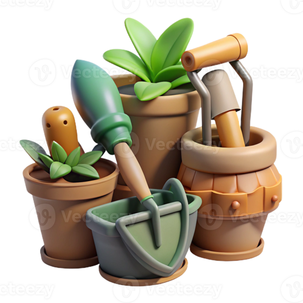 magnificent contemporary Sustainable Gardening Tools Set Isolated premium png