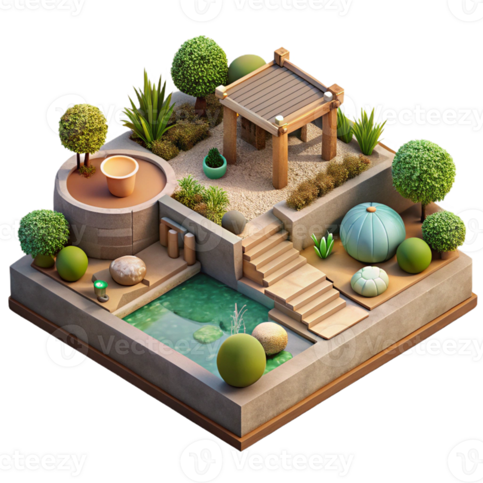dramatic rustic Sustainable Landscape Design Plan Isolated Element high quality png