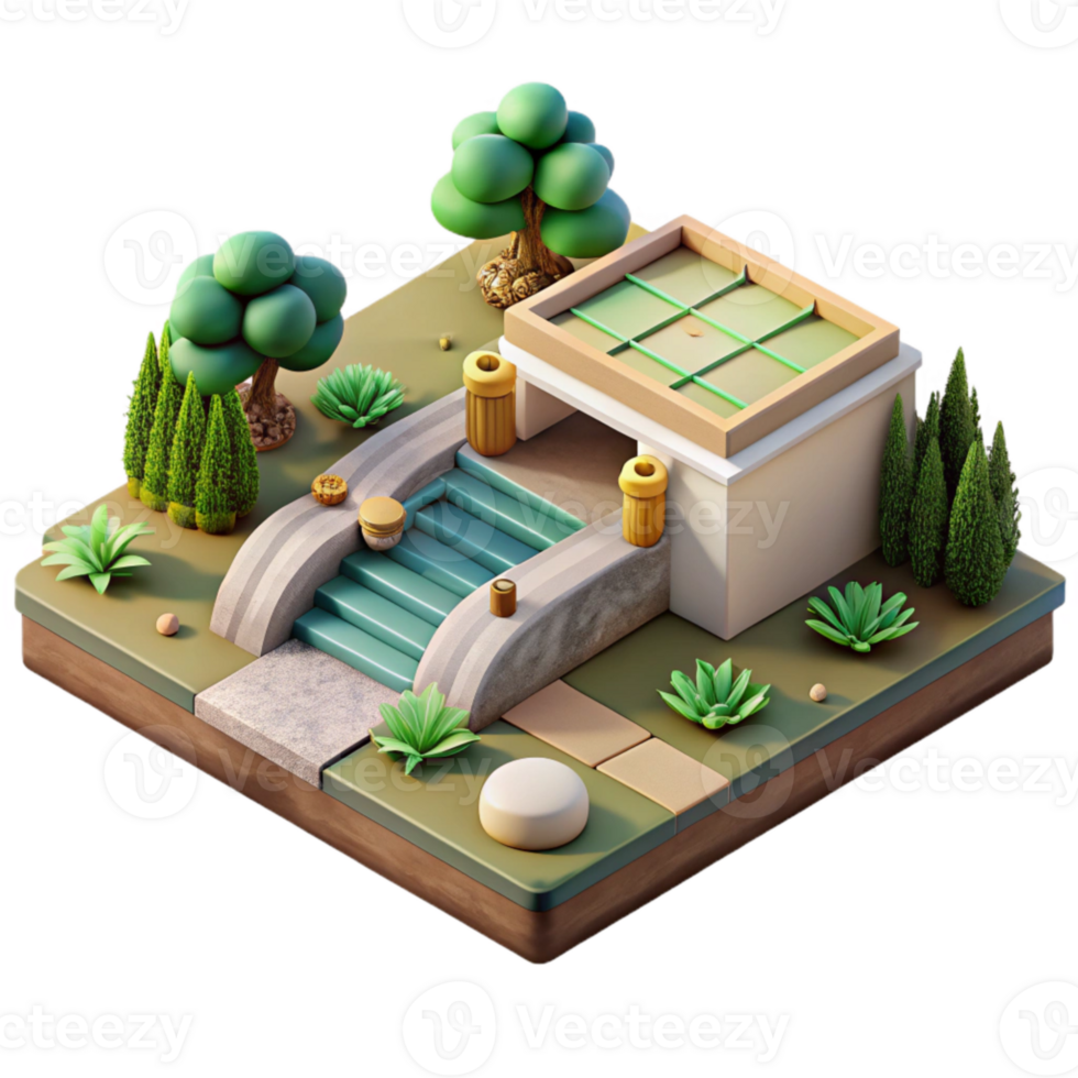 stunning rustic Sustainable Landscape Design Plan Isolated Element premium png
