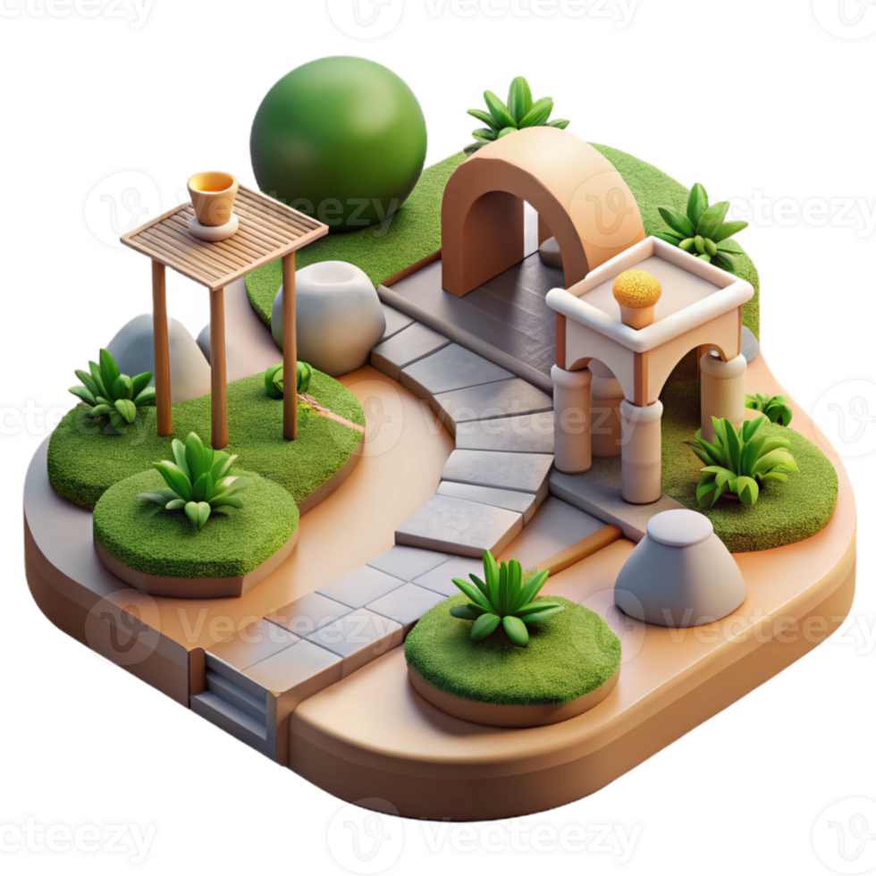 vibrant creative Sustainable Landscape Design with Water Features Cutout genuine png