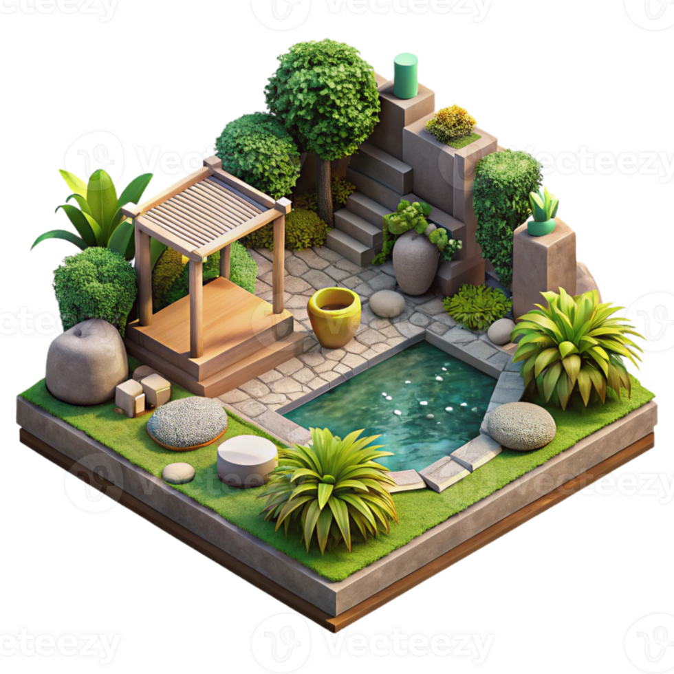vibrant rustic Sustainable Landscape Garden Plan Isolated premium png