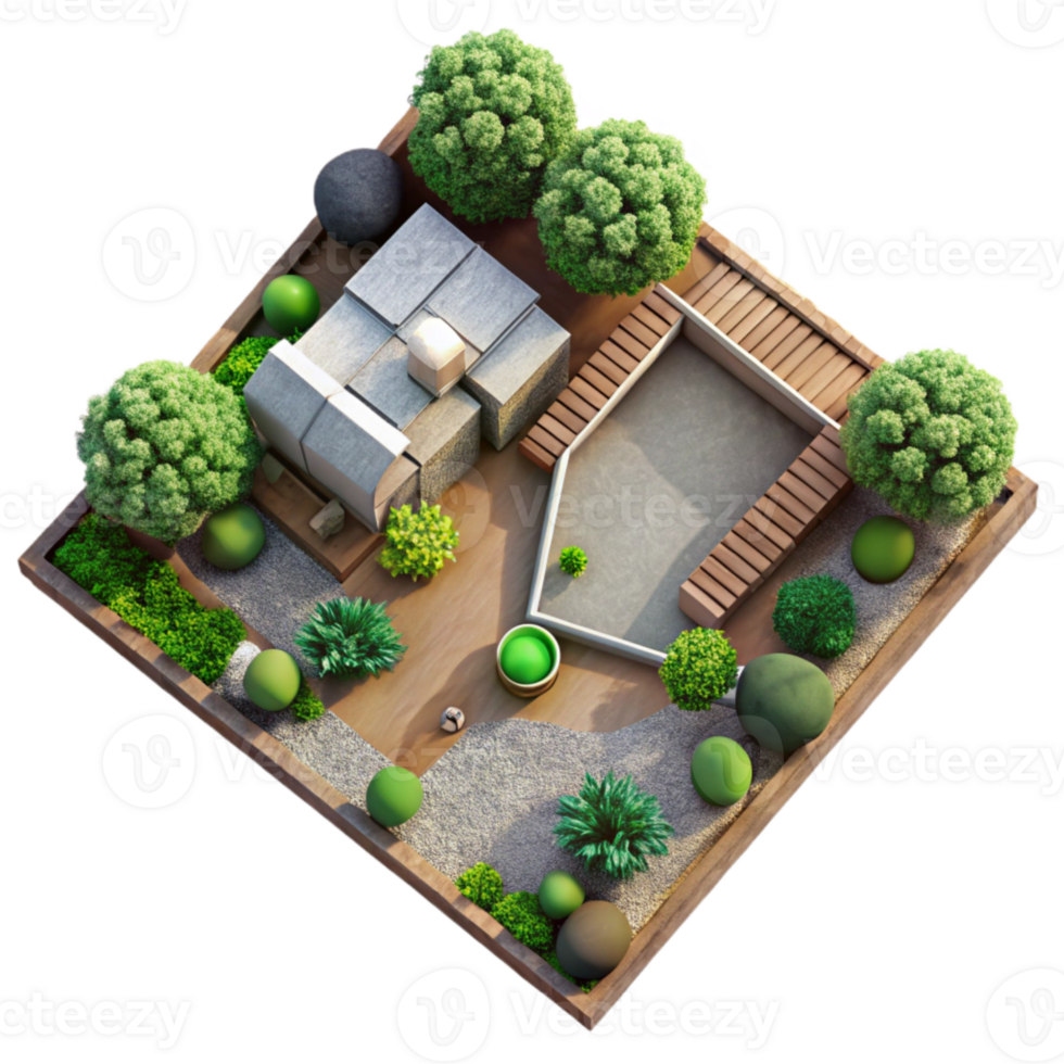impressive contemporary Sustainable Landscaping Plan Top View Isolated original png