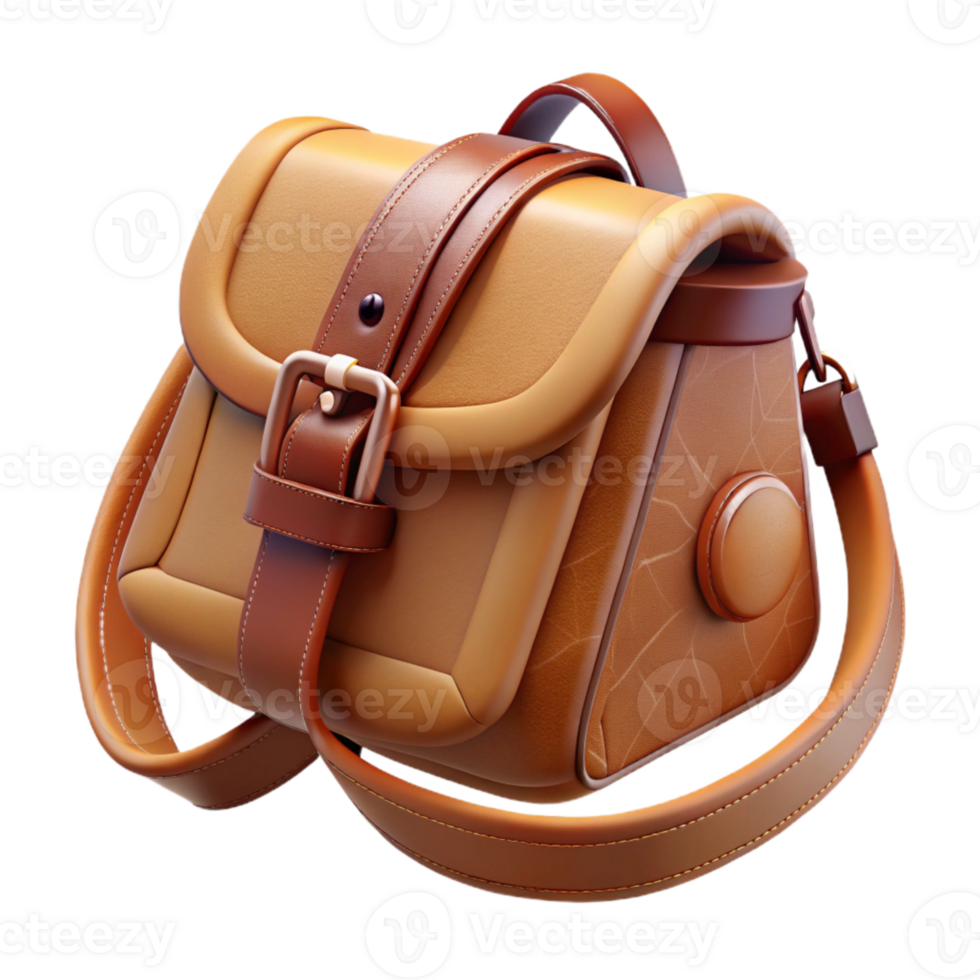 magnificent traditional Sustainable Leather Bag Crossbody Brown Transparent Background high quality png