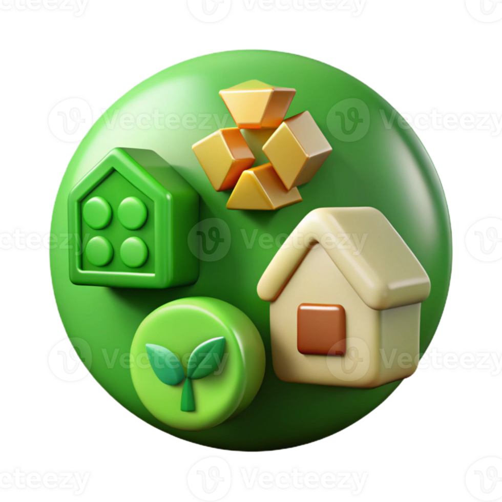 beautiful modern Sustainable Living Icon Set Green Transparent Background genuine png
