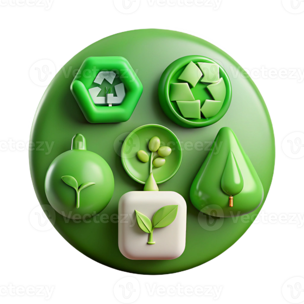 extraordinary modern Sustainable Living Icon Set Green Transparent Background exclusive png