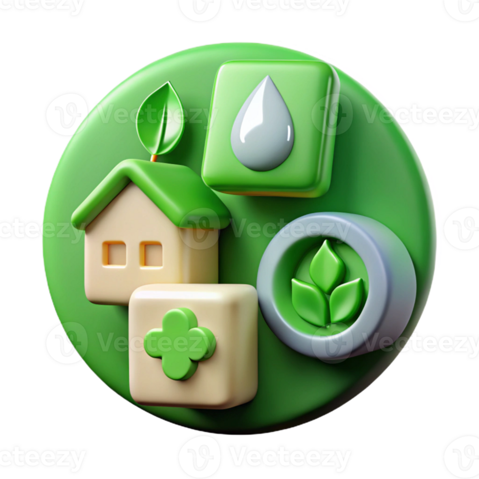 dramatic abstract Sustainable Living Icon Set Green Transparent Background genuine png
