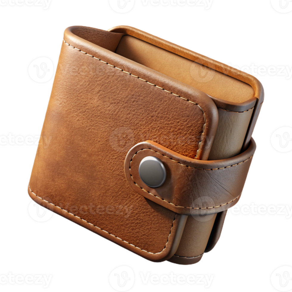magnificent rustic Sustainable Leather Wallet Brown Bifold Transparent Background exclusive png