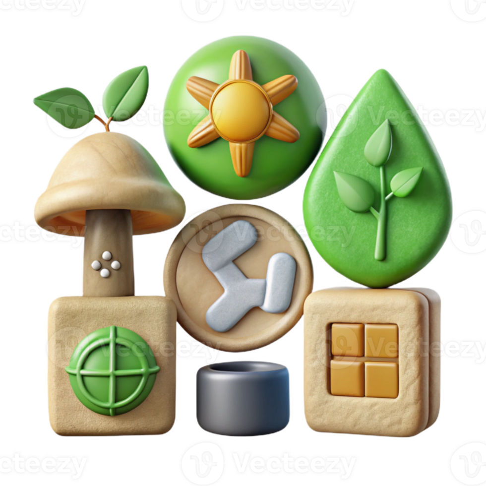 elegant modern Sustainable Living Icons Set Cutout original png