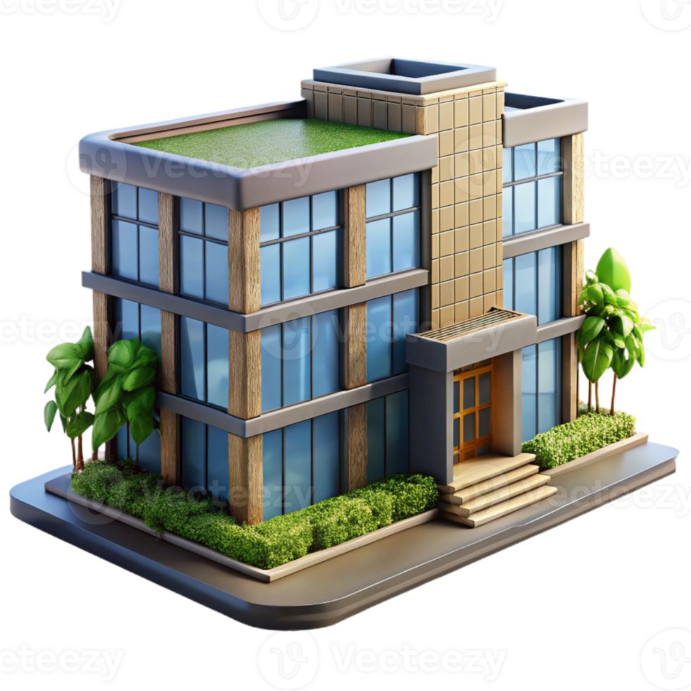 beautiful rustic Sustainable Office Building Daytime Cutout png