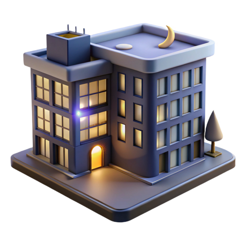 vibrant abstract Sustainable Residential Building Night View Cutout high resolution png