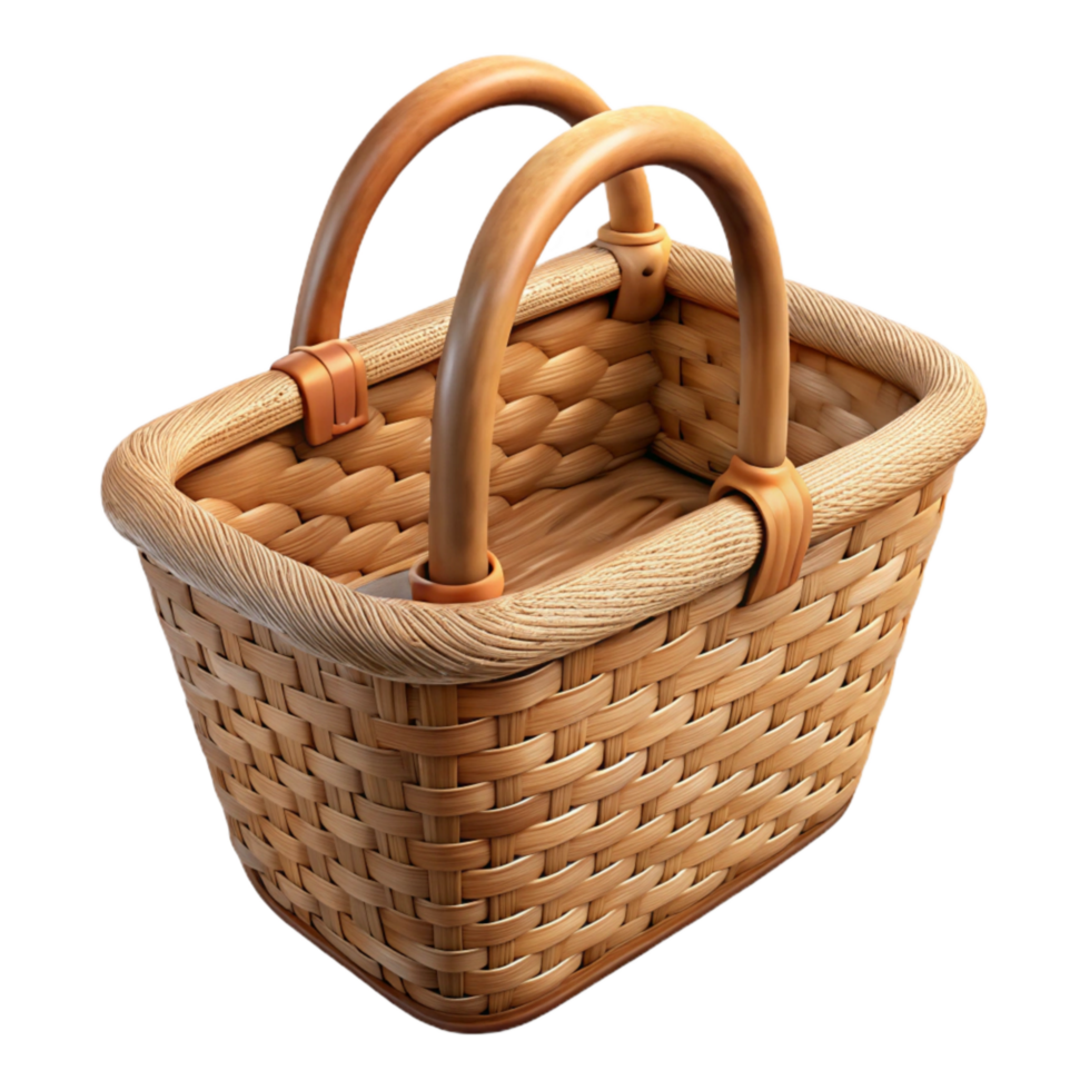 serene creative Sustainable Shopping Basket Wicker Material Isolated premium png