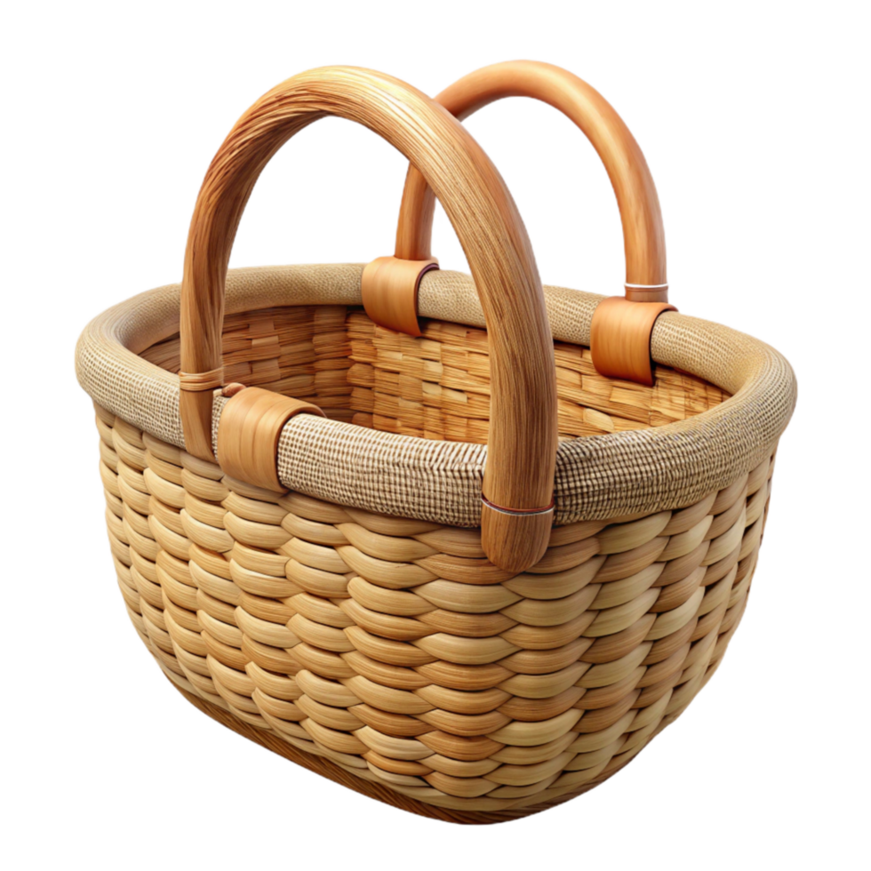 vibrant abstract Sustainable Shopping Basket Wicker Material Isolated exclusive png