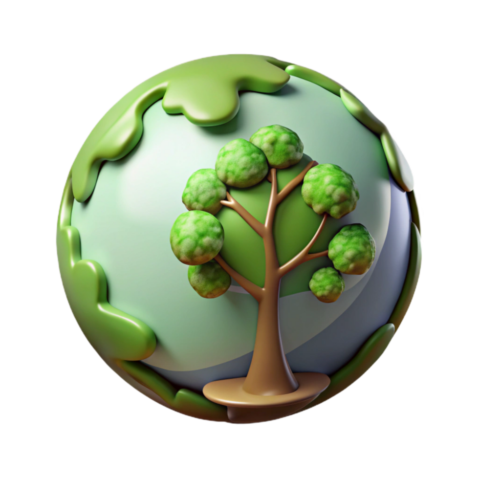 vibrant creative Sustainable Tourism Icon Globe Tree Cutout exclusive png