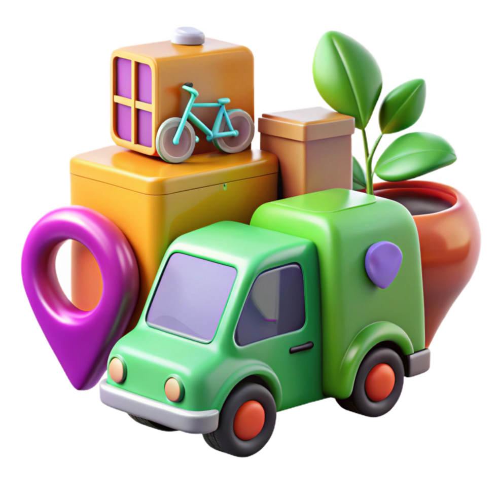 impressive minimalist Sustainable Transportation Icons Set Colorful Isolated genuine png