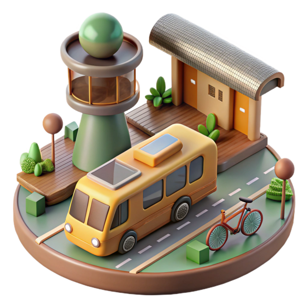 serene artistic Sustainable Transportation Infrastructure Isolated detailed png