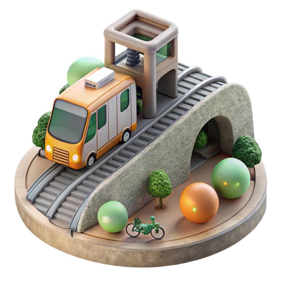 extraordinary vintage Sustainable Transportation Infrastructure Isolated high quality png