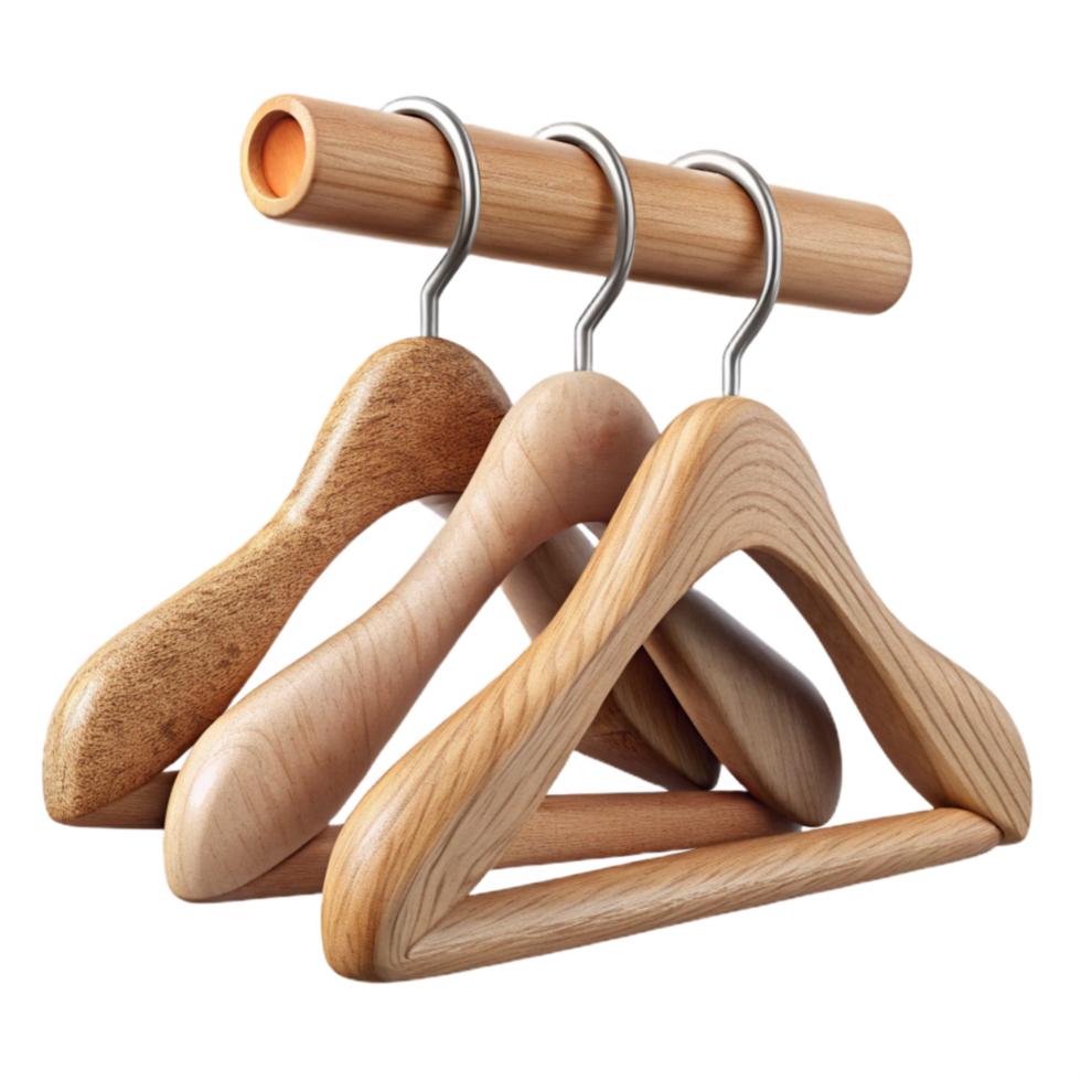 magnificent abstract Sustainable Wooden Hangers Set of Three Transparent Background genuine png