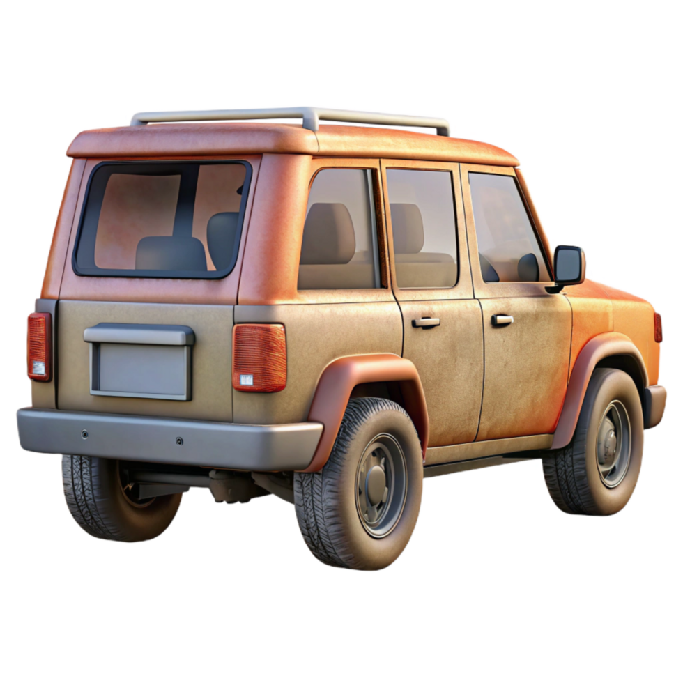 vibrant vintage Suv Back View Transparent Background Isolated png