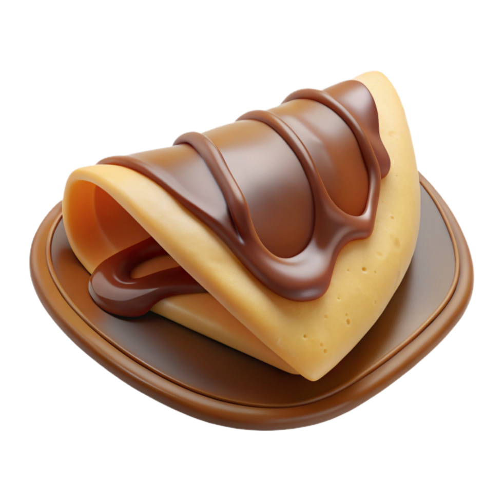 elegant contemporary Sweet Crepe with Chocolate Sauce Transparent Background high resolution png