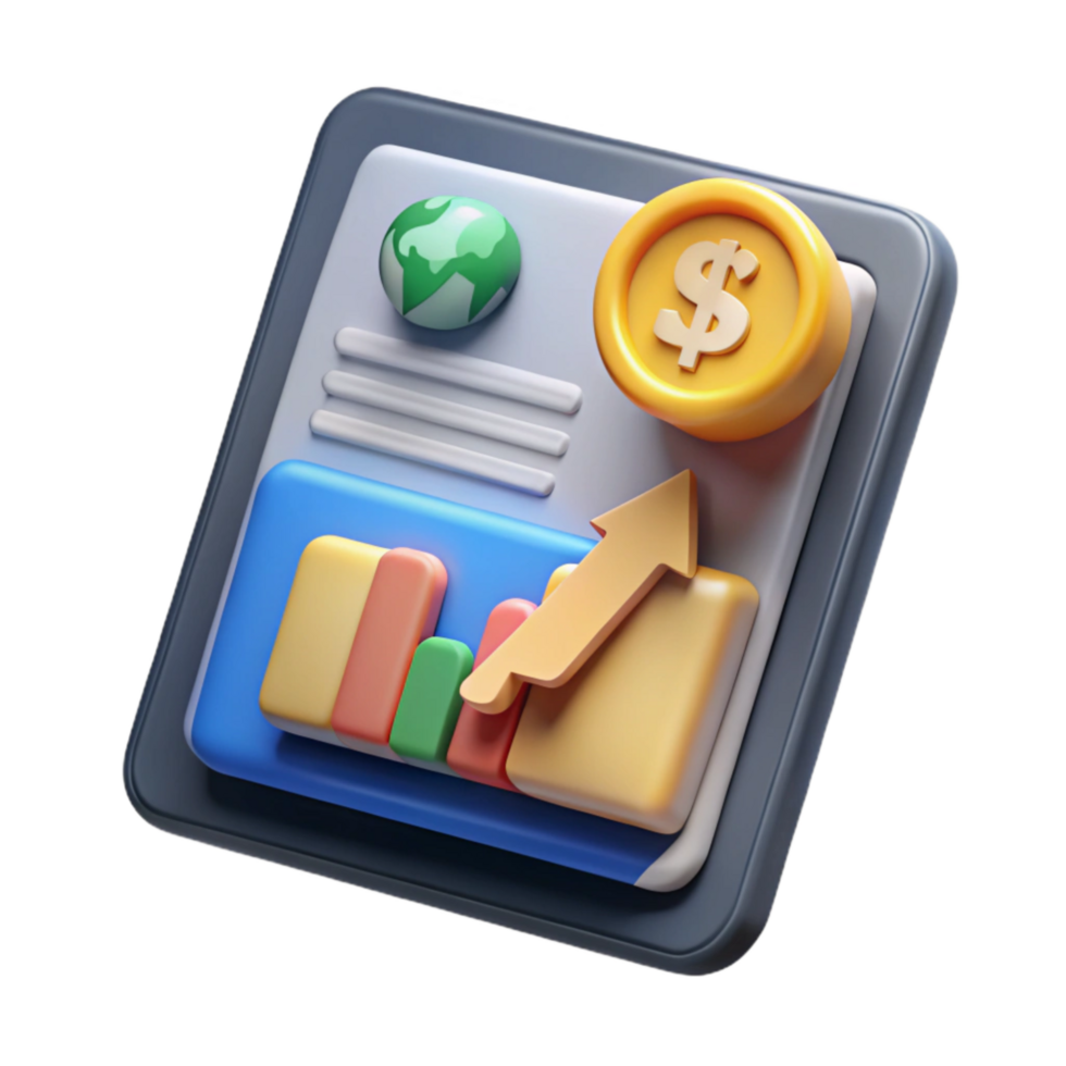 serene rustic Tablet with Financial News Cutout professional png