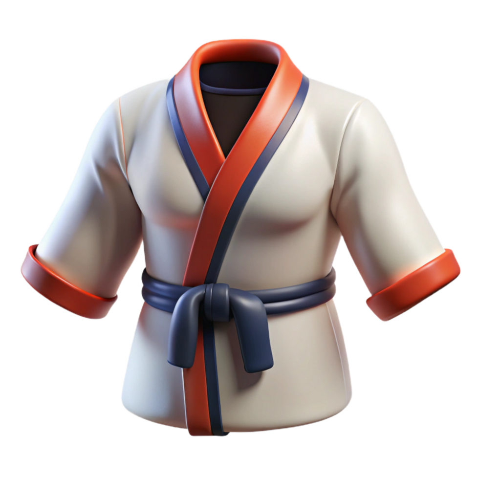 beautiful artistic Taekwondo Uniform White Collar Detail Isolated authentic png