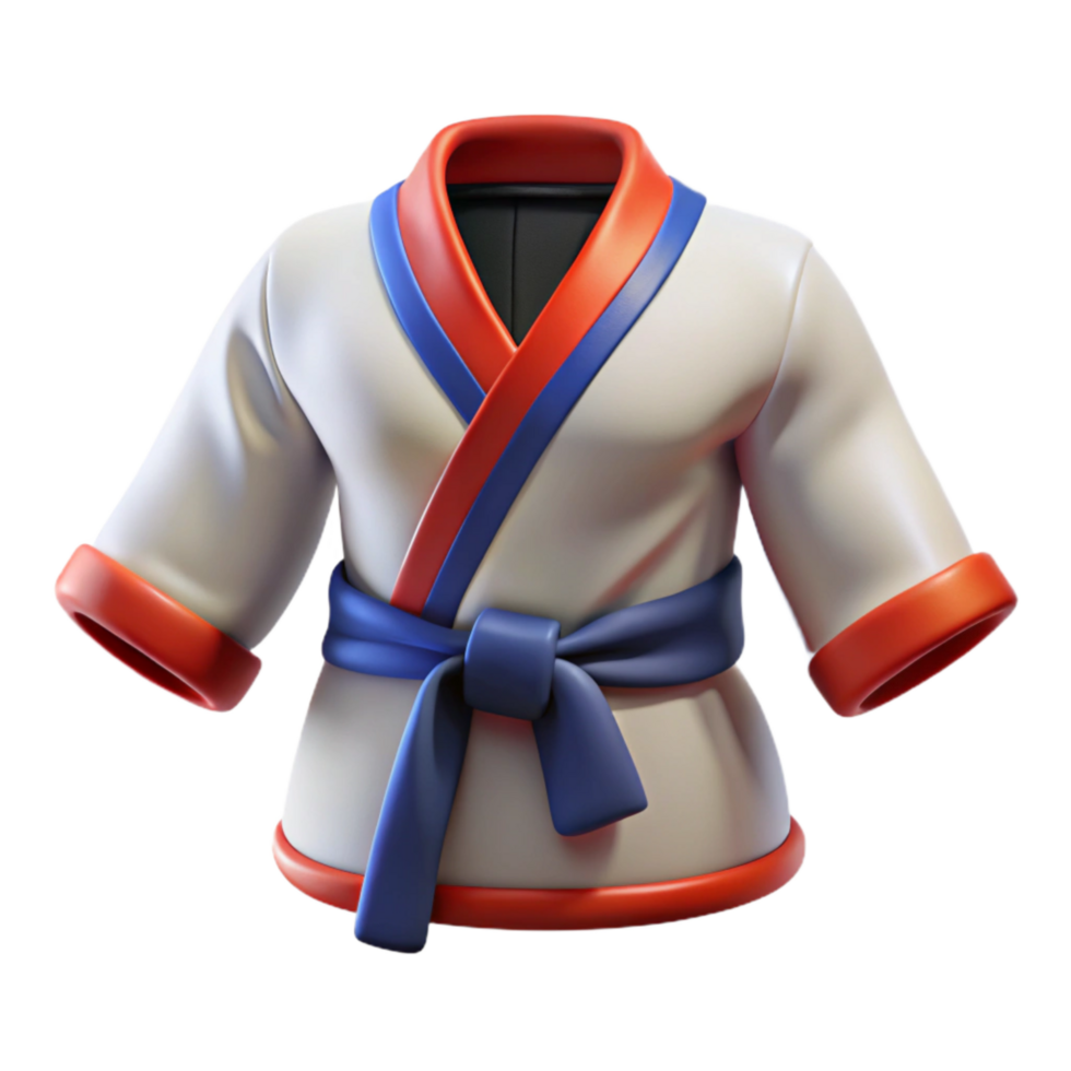 extraordinary traditional Taekwondo Uniform White Collar Detail Isolated high resolution png