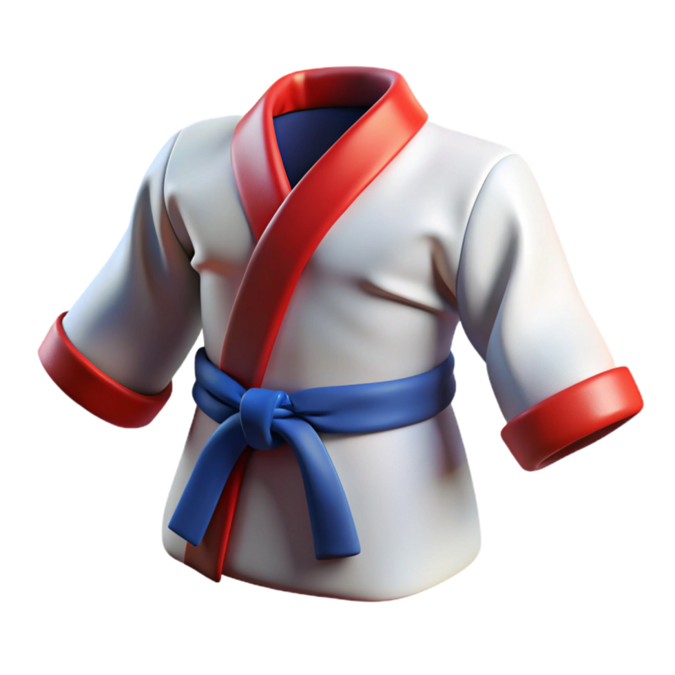 dramatic modern Taekwondo Uniform White Collar Detail Isolated professional png