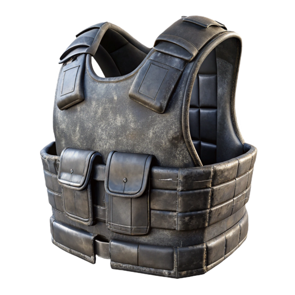 dramatic vintage Tactical Vest Black Isolated high resolution png