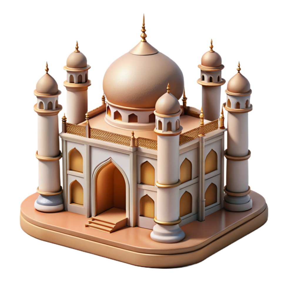 stunning rustic Taj Mahal Dome and Minarets Isolated png