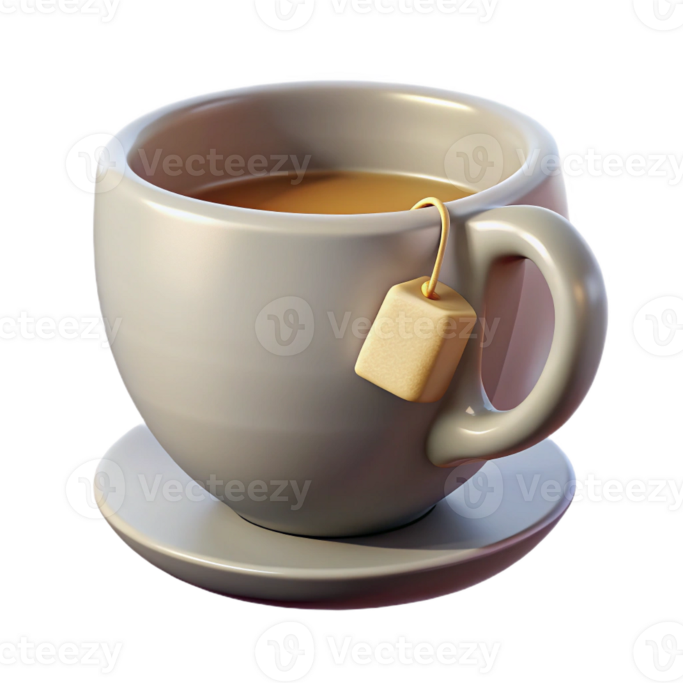 wonderful minimalist Teacup with Tea Bag Transparent authentic png
