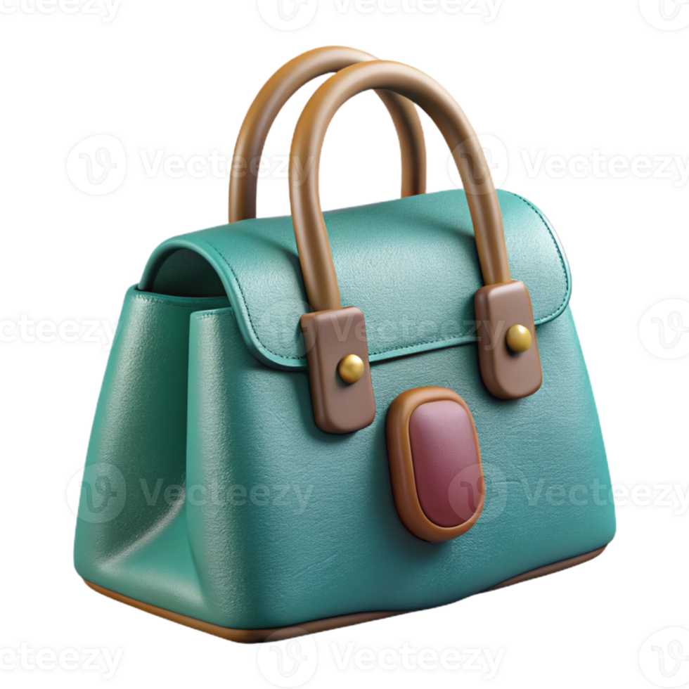 beautiful traditional Teal Leather Handbag Handle Detail Cutout Isolated professional png
