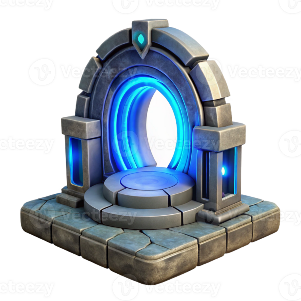 elegant rustic Teleportation Portal Blue Glow Isolated Element original png