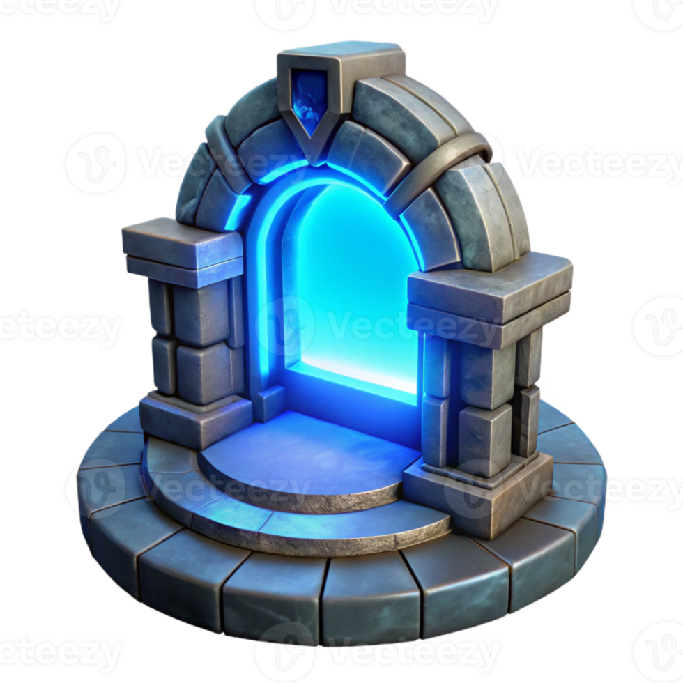 wonderful rustic Teleportation Portal Blue Glow Isolated Element professional png