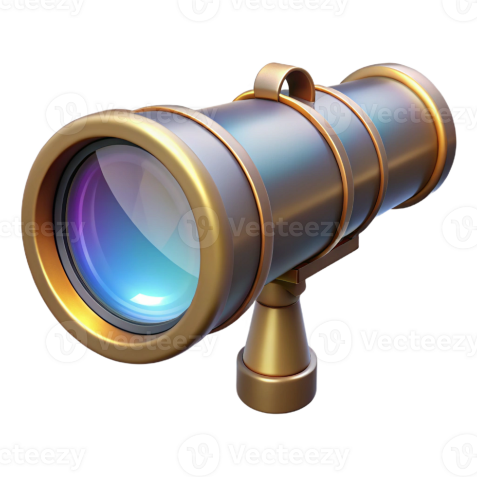 elegant creative Telescope Lens with Reflections Transparent Background Isolated Element high resolution png